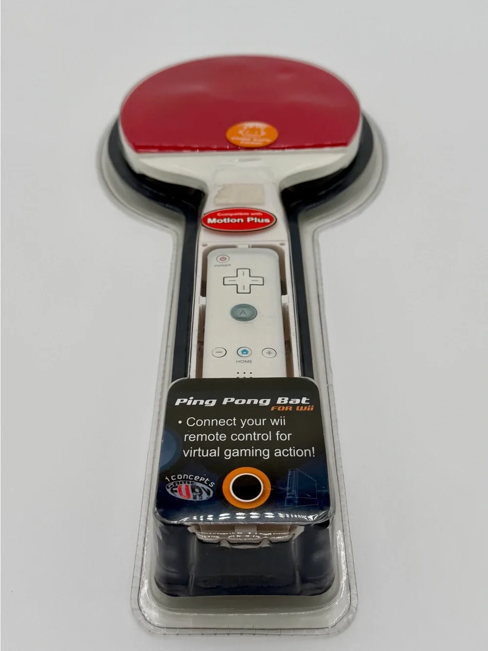 Motion Plus Compatible White Ping Pong Bat for Wii - Red Paddle